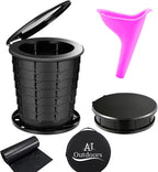 ANJ OUTDOORS Retractable Camping Toilet with Female Urinal | Adjustable Height Portable Toilet for Adults and Kids | Portable Potty, Camp Toilet, Travel Toilet Set, Black