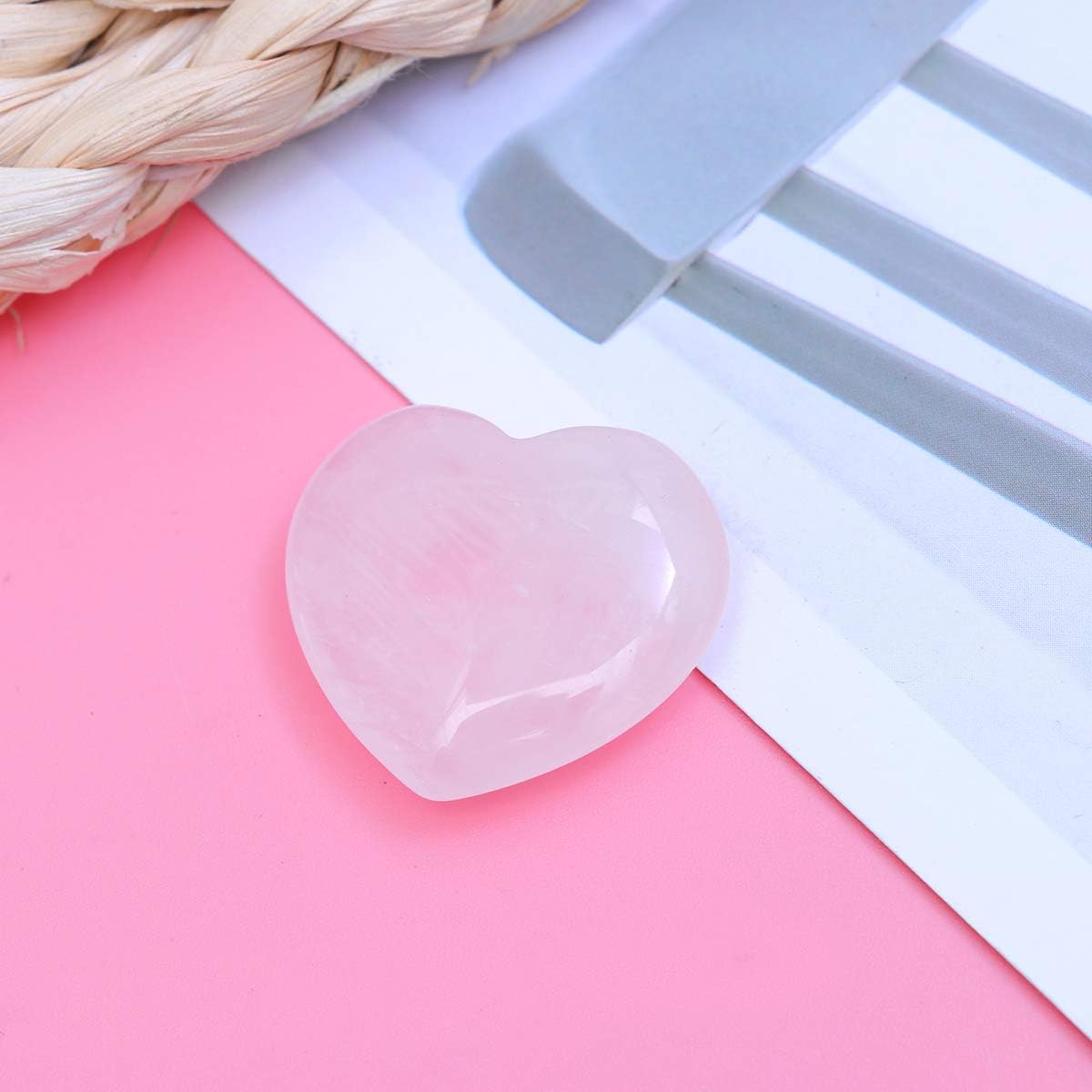 Rose Quartz Heart Palm Stone Healing Gemstone for Home Decor Meditation and Crystal Healing Spiritual Practices