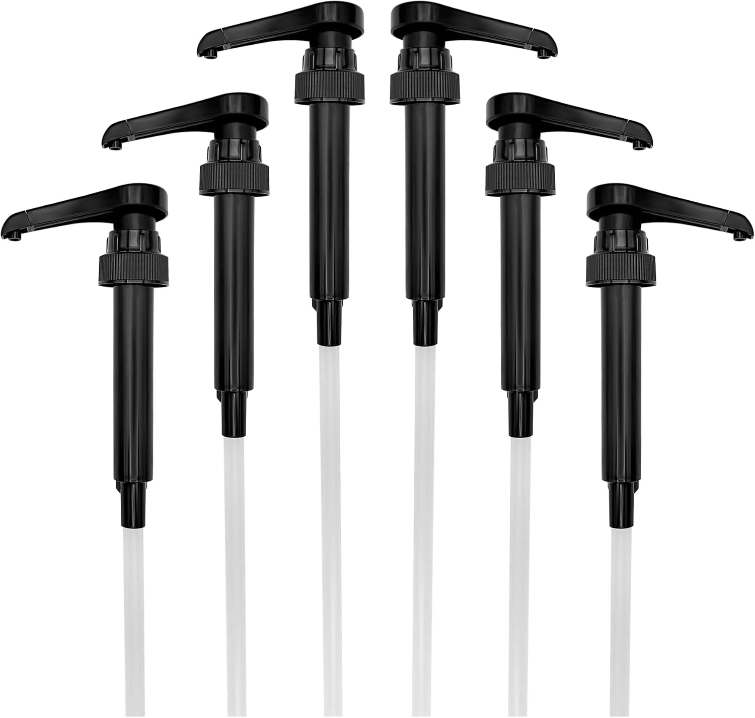 Syrup Pump Coffee by SalonTop | Fits Torani, DaVinci 25.4oz/750ml Syrups | Plastic Monin 33.8oz Bottles |Does NOT Fit MONIN GLASS 25.4oz 750ml | Black BPA-Free | 6-Pack