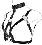 Women's Body Chest Harness Belt, Adjustable Leather Halter Gothic Punk Collar Choker Neck Waist Chest Harness Bondage Strap, BDSM Cosplay Costume Rave Nightclub Party Masquerade Clubwear