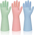 Rubber Kitchen Dishwashing Gloves - 3 Pairs Reusable Household Cleaning Gloves, Flexible and Durable & Non-slip Cleaning Gloves, Great for Kitchen, Bathroom, Laundry (Medium, Pink+Green+Blue)