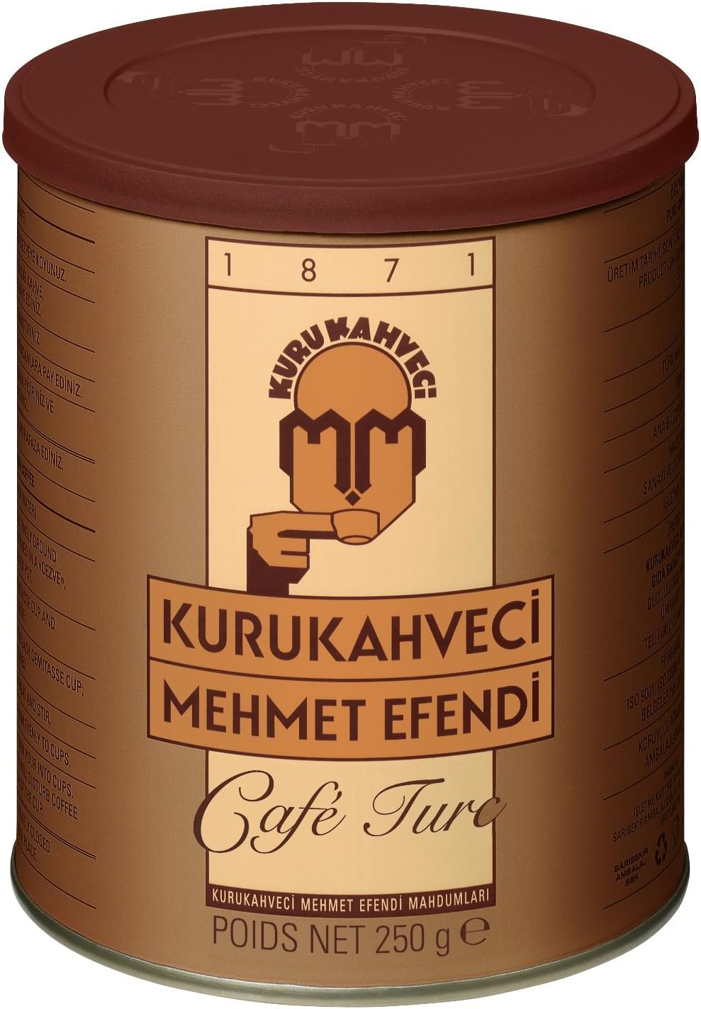 KURUKAHVECI MEHMET EFENDI Turkish Coffee, Arabica Beans, Roasted Ground,Rich Aroma, Fresh, Medium to Heavy-bodied, Original Taste Since 1871 (8.8 OZ / 250 Gr)