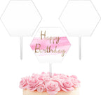 Yalikop 2 Pieces Acrylic Cake Topper Blank Clear DIY Birthday Personalized DIY Cake Topper for Custom Wedding Birthday Festival Party(Hexagon Style)
