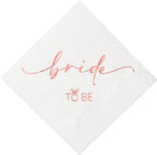Crisky 50 Pcs Bride to Be Rose Gold Foil Cocktail Disposable Paper Napkins for Engagement, Wedding, Bridal Shower Party Decoration, 3-Ply