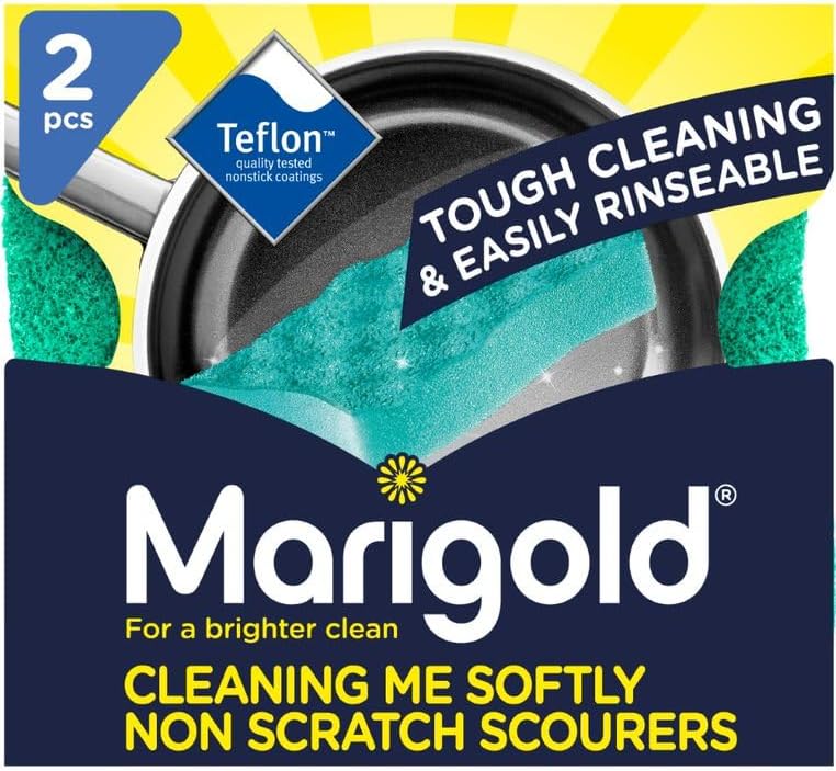 Marigold Cleaning Me Softly Non-Scratch Scourer, 14 Packs of 2 Scourers, Green, 12.6 x 2.5 x 11.5 cm