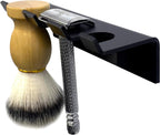 Acrylic Shower Wall Razor Holder Organizer for Men's Double Edge Safety Razor & Shaving Brush (Black)