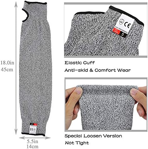 Cut Resistant Sleeves Level 5,18 inch Long Breathable Soft Cut Proof Flexible Arm Protectors for Thin Skin and Bruising,Protective Safety Arm Sleeve with Thumb Hole for Garden fixing Repair Work