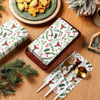 Jetec 100 Pcs Christmas Paper Napkins Disposable Berries Pine Guest Napkin 2 Ply Holly Berries Napkin Xmas Party Greenery Dinner Cocktail Hand Towels for Winter Holiday Kitchen Supplies