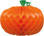 Orange Pumpkin Shaped Honeycomb Centerpiece (10.75") - Eye-Catching Decoration - Perfect for Fall Festivities & Halloween