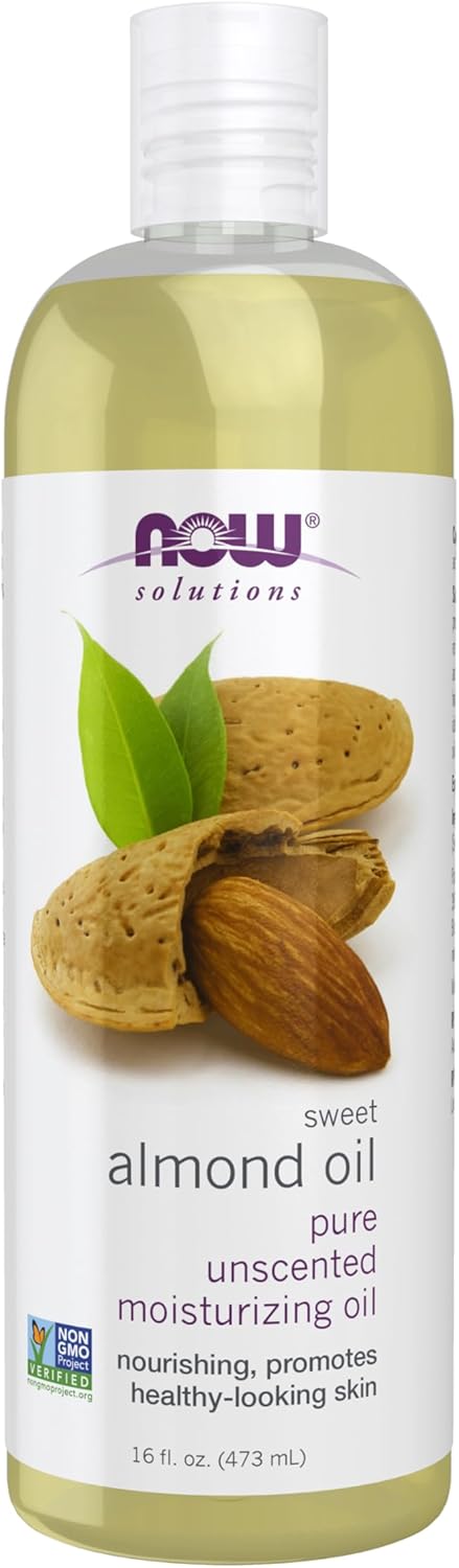 NOW Foods Solutions, Sweet Almond Oil, 100% Pure Moisturizing Oil, Promotes Healthy-Looking Skin, Unscented Oil, 16-Ounce,Package may vary