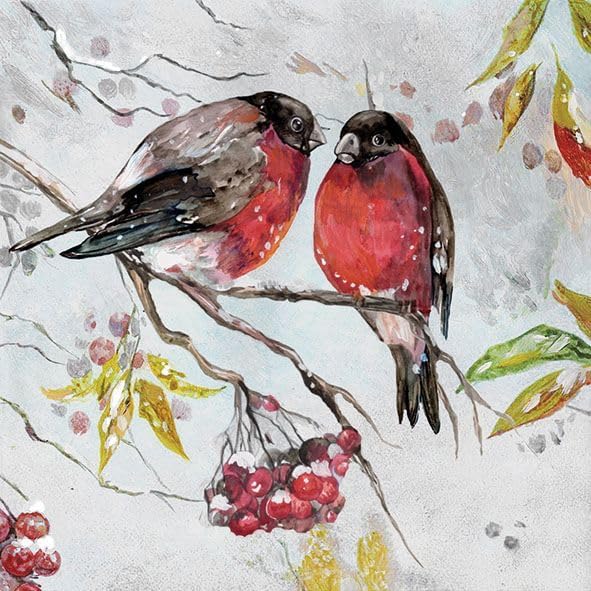 20-ct Robin 13x13 Christmas Napkins for Decoupage, Winter Bird, Fall & Thanksgiving Decorative Paper Napkins