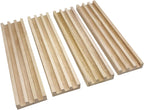 Wooden Domino Racks Set of 4 Natural Domino Trays Holders Organizer for Mexican Train Chickenfoot and Other Domino Games - Dominoes NOT Included