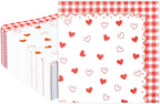 HEIPINIUYE 50 Pieces Valentine Cocktail Napkins Disposable 3-ply White and Red Heart Valentines Gingham Paper Dessert Napkins for Wedding Valentine's Day Love Party Checkered Dinner Napkin