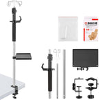 Table IV Poles,32 to 56In Telescopic Desktop IV Stand with 4 IV Bag Holder Portable Frosted Pipe Extension Pole IV Influsion Pole with Storage Hook for Home Hospital Clinic (Silver)