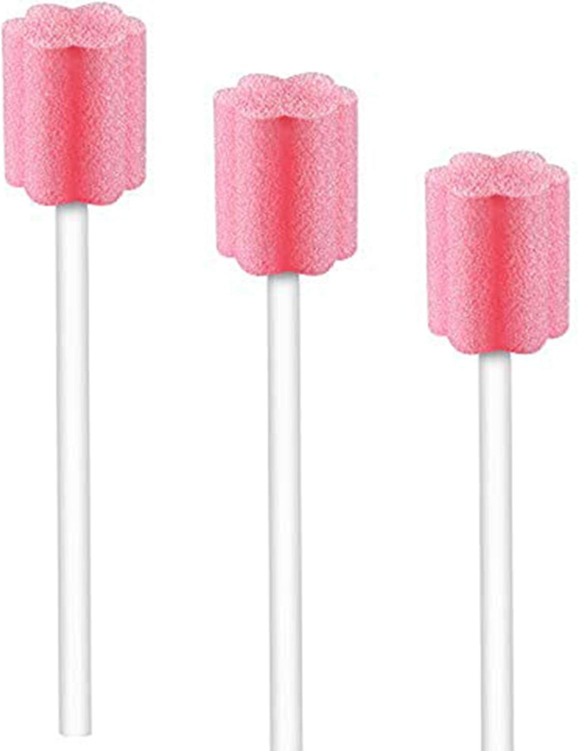 50 Disposable Oral Care Swabs, Sponge Dental Swabsticks Unflavored Sterile(Pink）