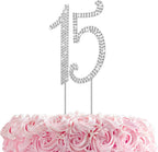 ABOOFAN Sweet 15 Cake Topper Happy 15th Birthday Cake Topper with Artificial Crystal Number 15 Wedding Anniversary Party Decoration Reusable 8.5 x 3.3 Inch