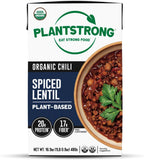 PLANTSTRONG Chili & Stew – USDA Organic, Non-GMO, Plant-Based, Vegan, Gluten-Free, Oil-Free, Lightly Salted, Ready to Heat & Serve (16.9 oz, Spiced Lentil Chili)