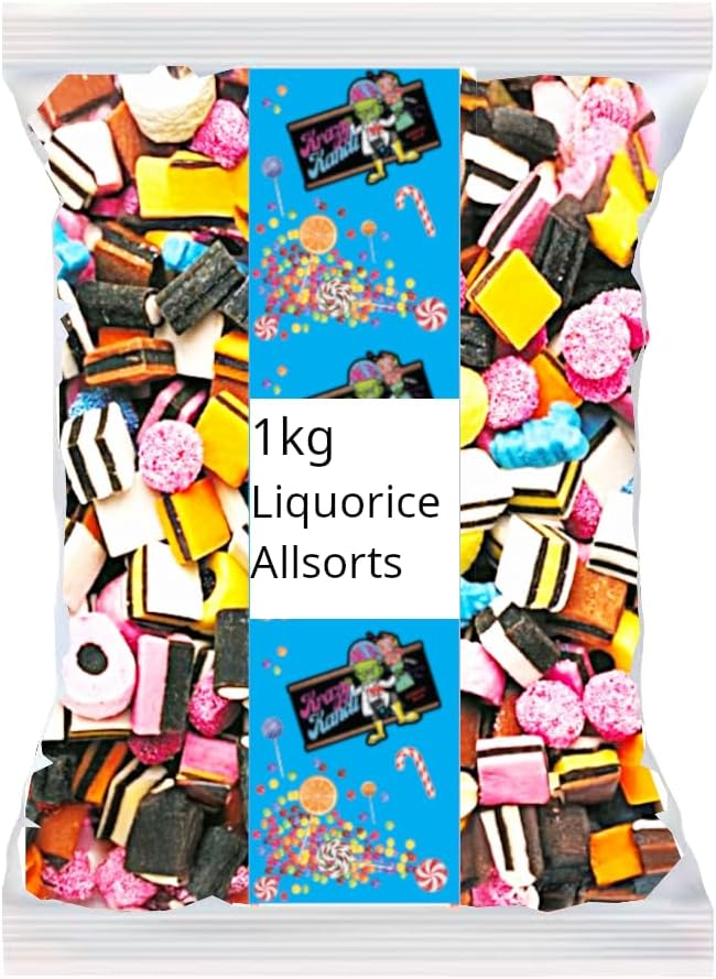 2.2 lb (1kg) Liquorice Allsorts – Classic British Candy Mix – Imported from the UK – Traditional Licorice Sweets – Packed by Krazy Kandi