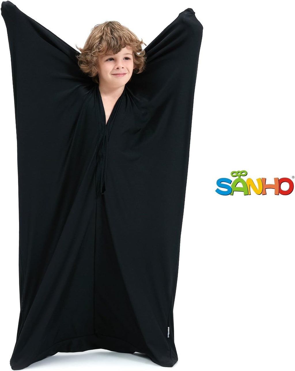 SANHO Dynamic Movement Sensory Body Sock,Large,9-12 Years Old,56''HX28''W,Good for Height:52"-61",for Autistic & Sensory Processing Disorders,Updated Version,Black