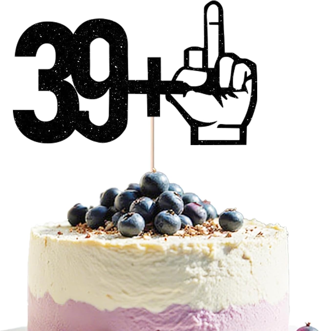 39 + 1 Glitter Black Cake Topper - 40th Birthday Cake Decorations, Perfect for Birthday Party & Anniversary (39+1)