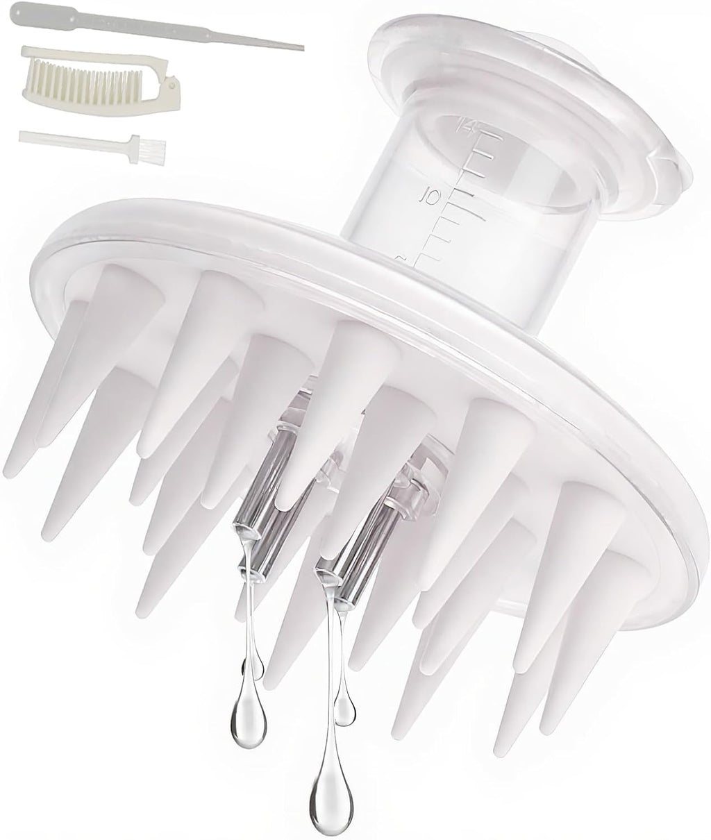 【2 in 1 Hair Oil Applicator】Fast Application Scalp Massager Brush & Hair Growth Oil Applicator - Leakproof Minoxidil Brush with Soft Silicone Tips for Faster Results, Stress Relief & Dandruff Removal