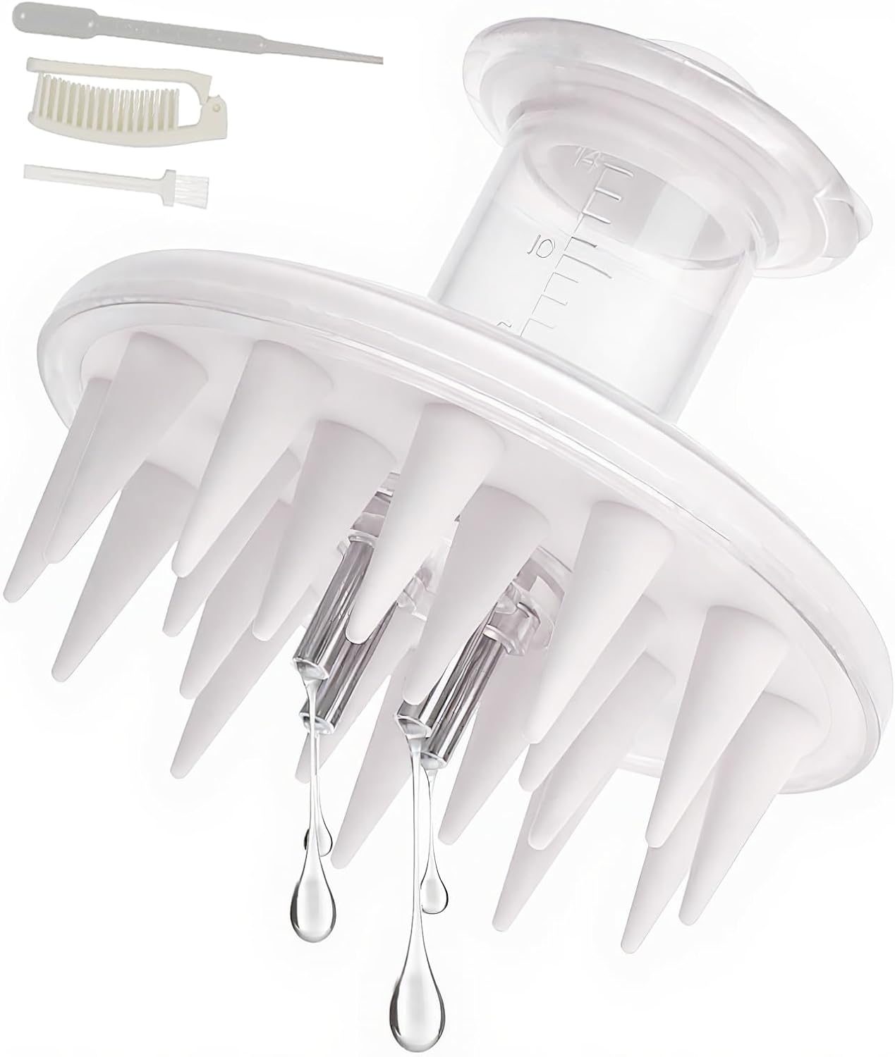 【2 in 1 Hair Oil Applicator】Fast Application Scalp Massager Brush & Hair Growth Oil Applicator - Leakproof Minoxidil Brush with Soft Silicone Tips for Faster Results, Stress Relief & Dandruff Removal