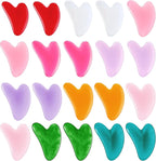20 Pcs Gua Sha Facial Tool Resin Gua Sha Massage Tool Heart Shaped Guasha Stone Guasha Board for Face Body Skin Massage Spa Acupuncture Prevent Wrinkles (Multi Colors)