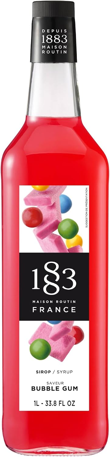 1883 Bubblegum Syrup for Drinks, Made in France, 1 Liter Glass Bottle