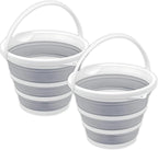 South Bend Components 2.6 Gallons Collapsible Bucket with Handle, Space Saving Design Portable Foldable Water Pail for Indoor/Outdoor, Mop, Boating, Camping, and Fishing (2-Pack)