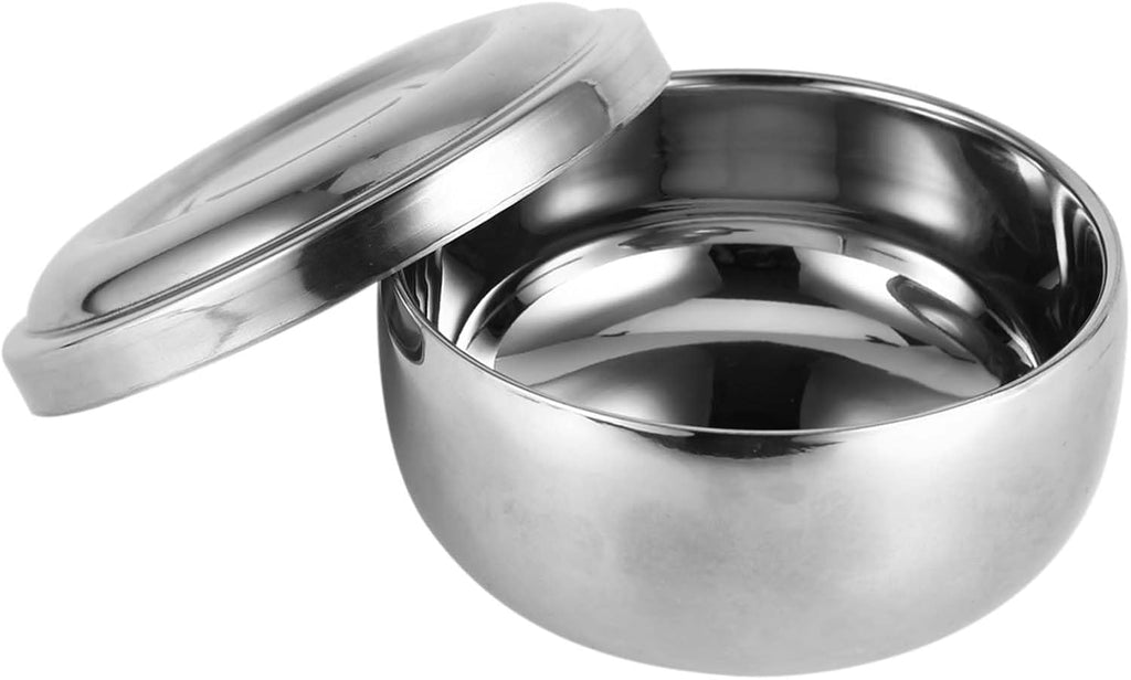Shaving Bowl, 4x2.2in Shave Soap Bowl, Stainless Steel Shaving Soap Dish with Lid, Silver Shave Mug Container, Portable Shaves Foam Bowls for Outdoor Travel, Salon, Home
