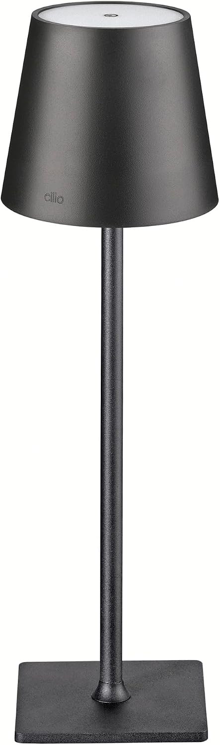 Cilio Sole LED Table Lamp with Touch Sensor, Dimmable with Memory Function, Up to 13 Hours of Lighting Time, for Indoor and Outdoor Use, Metal/Plastic, 13.75" H, 4.25" Diameter, Black