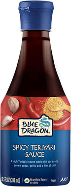 Blue Dragon Spicy Teriyaki Sauce - 10.5oz (Pack of 1) - No Artificial Colors Or Flavors - Made With Soy Sauce & Red Chili - Vegan Dipping Sauce - Ideal For Fish, Chicken, Beef, Marinades & Stir Fries