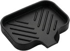 MicoYang Silicone Bathroom Soap Dishes with Drain Spout-Bathroom and Kitchen Sink Organizer,Sponge Holder,Dish Soap Tray,Perfect for Dispenser,Scrubber,Bottle,Cup on Sink or Counter-Black 4.9"×3.2"