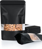 100 Pack Smell Proof Bags, Resealable Bags with Matte Window, Foil Pouch Stand Up Sealable Bags for Packaging（Black,3.5" x 5.1"）
