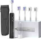 Electric Toothbrush for Adults,Wave Oscillation & Vibration Sonic Tooth Brush,BASS-Brushing Technique Travel Rechargeable Toothbrushes with 4 Soft Bristle Replace Heads,Gifts for Men Women