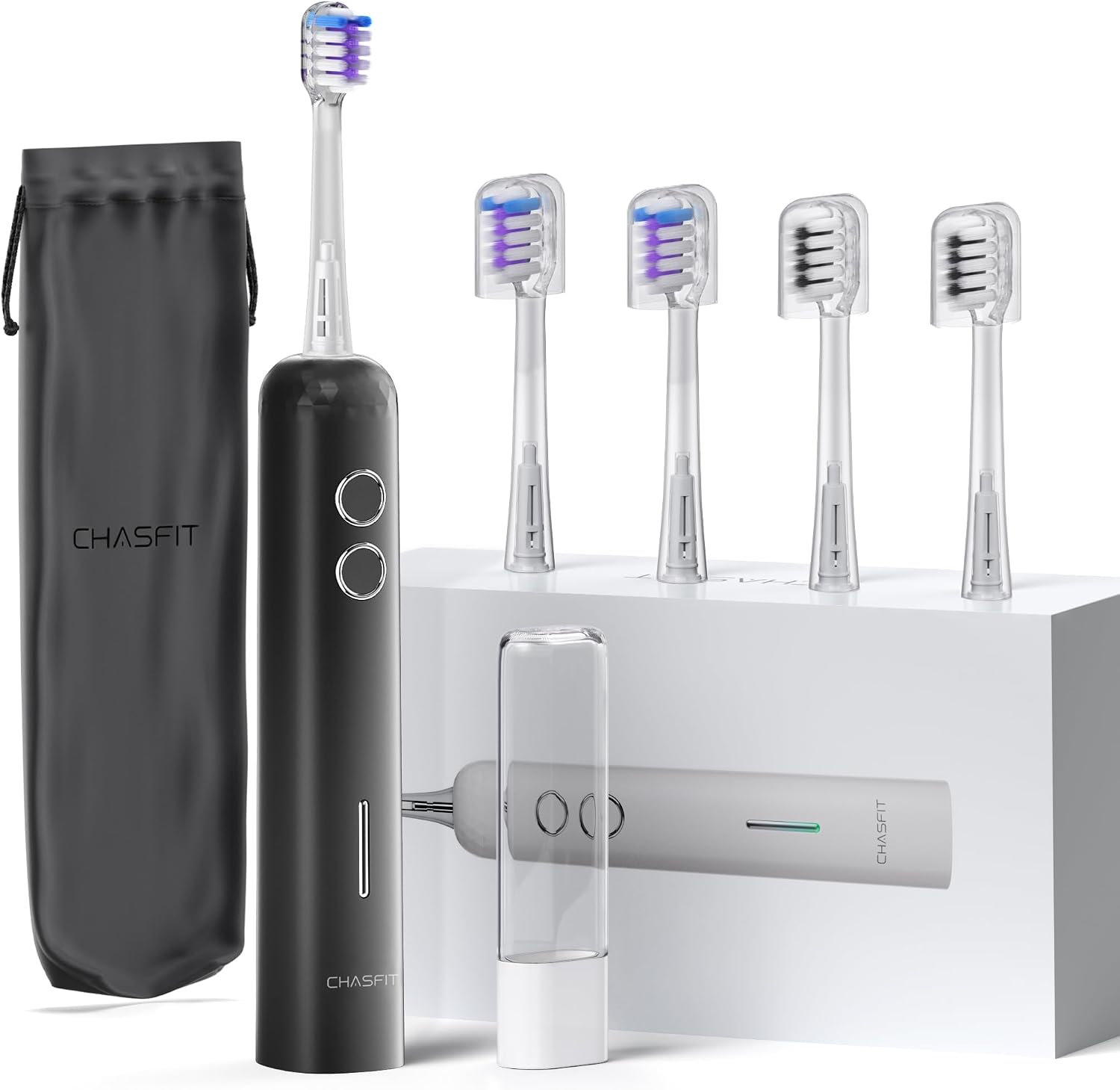 Electric Toothbrush for Adults,Wave Oscillation & Vibration Sonic Tooth Brush,BASS-Brushing Technique Travel Rechargeable Toothbrushes with 4 Soft Bristle Replace Heads,Gifts for Men Women