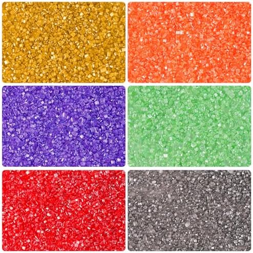 Halloween Sanding Sugar, Sprinkles For Cake Decorating, Cupcake, Cookies, Ice Cream Topper, Edible Sugar Sprinkles Sparkly Sugar Crystals (6 Packs) Gold, Orange, Purple, Green, Red, Grey