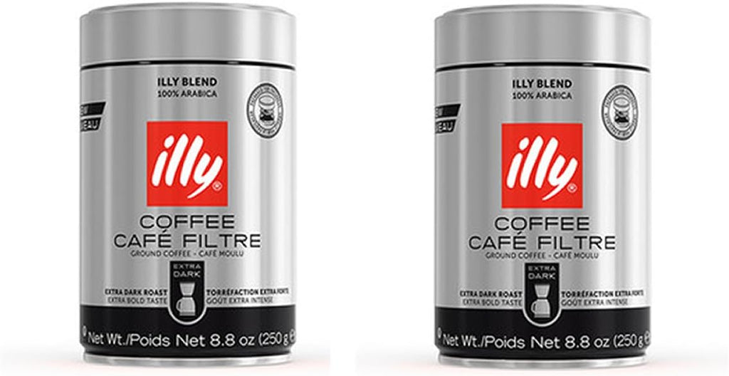 illy Extra Dark Roast Coffee, Ground Drip, 8.8-Ounce Can (Pack of 2)