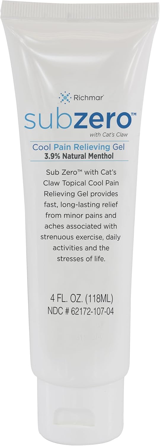 Sub Zero Cooling Pain Relief Gel, 4oz Tube - Joint Relief and Nerve Pain Relief Cream for Muscle Deep Pain Relief and Arthritis Relief