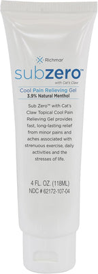 Sub Zero Cooling Pain Relief Gel, 4oz Tube - Joint Relief and Nerve Pain Relief Cream for Muscle Deep Pain Relief and Arthritis Relief