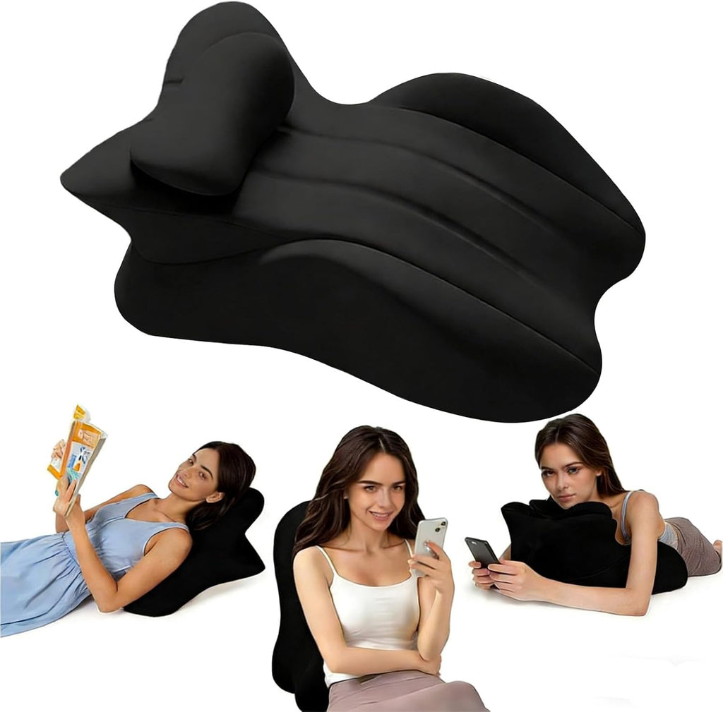 Memory Foam Wedge Pillow for Adults,Couples Pillow with Removable Cover for Sleeping Sitting Up Prone Reading Back & Knee Support Leg Elevation Back, Neck, and Leg Pain Relief(Black)