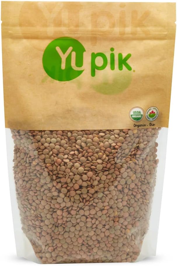 Yupik Organic Green Lentils, 2.2 lb (35.2 oz), Non-GMO, Vegan, Gluten-Free, Kosher, Raw, Source of Fiber, Iron & Protein, Fiber & Iron, Ideal for Soups, Salads & Plant-Based Meals