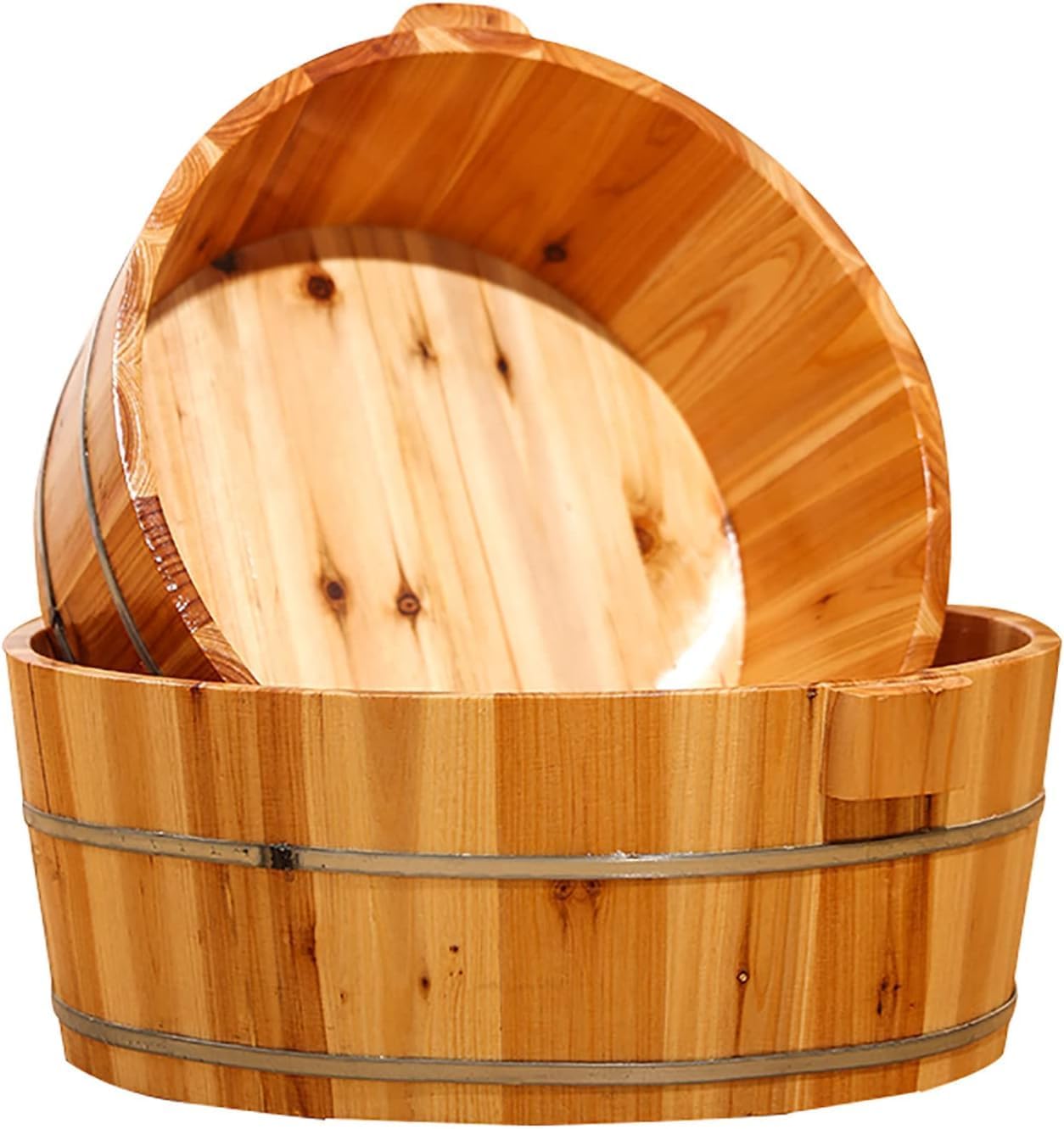 Wooden Foot Soaking Tub | Relaxing Foot Spa Bucket for Home Use | Natural Solid Wood Foot Bath Barrel for Ultimate Foot Care & Relaxation Nature 13.8x6.3 Inch