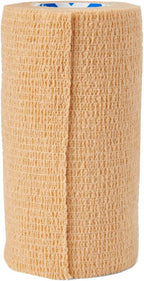 Medline Self-Adherent Cohesive Wrap Bandage, Latex-Free, 4" x 5 yd, Tan, 18 Count
