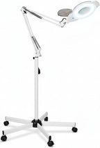 Professional Magnifying Lamp with UV Light, 5X Optical Glass Lens, Adjustable LED Brightness, 360° Swivel Wheels, Extendable Arm, Ideal for Detail Work by Tattoo Artists, Lash Extension Experts