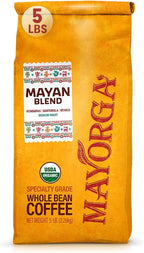 Mayorga Organic Coffee 5lb Mayan Blend - Medium Roast Whole Bean Coffee Specialty Grade, 100% Arabica, Slow Roasted, Chocolate and Floral Flavor with Low Acidity - USDA Organic, Non-GMO, Kosher