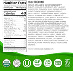 Orgain Organic Greens Powder + 50 Superfoods, Original - 1 Billion Probiotics for Digestive Health, Antioxidants, Vegan, Plant-Based, Gluten-Free, Non-GMO, Green Juice & Smoothie Drink Mix - 0.62lb