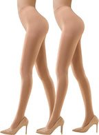 MANZI Women's 2-6 Pairs Opaque Control Top Tights Comfort Stretch 70 Denier Pantyhose
