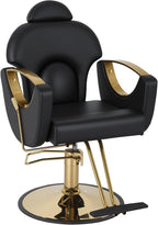 FDW Professional Salon Chair, Hydraulic Barber Chair with Reclining Backrest, Height Adjustable Salon Styling Chair with Headrest, Armrest & Footrest for Barber Shop, Tattoo & Spa