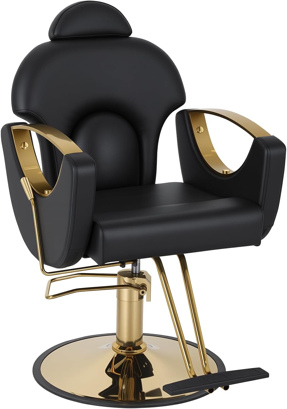 FDW Professional Salon Chair, Hydraulic Barber Chair with Reclining Backrest, Height Adjustable Salon Styling Chair with Headrest, Armrest & Footrest for Barber Shop, Tattoo & Spa
